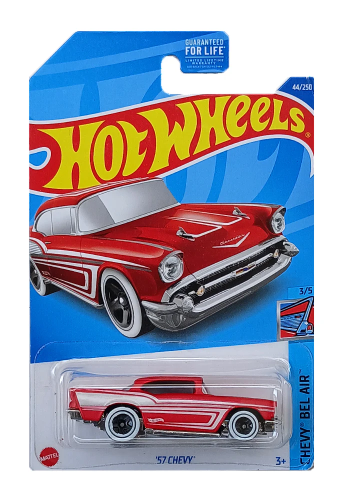 EXCLUSIVES Hot Wheels '57 Chevy - Red / White - 2017 Card (With Protector Case)
