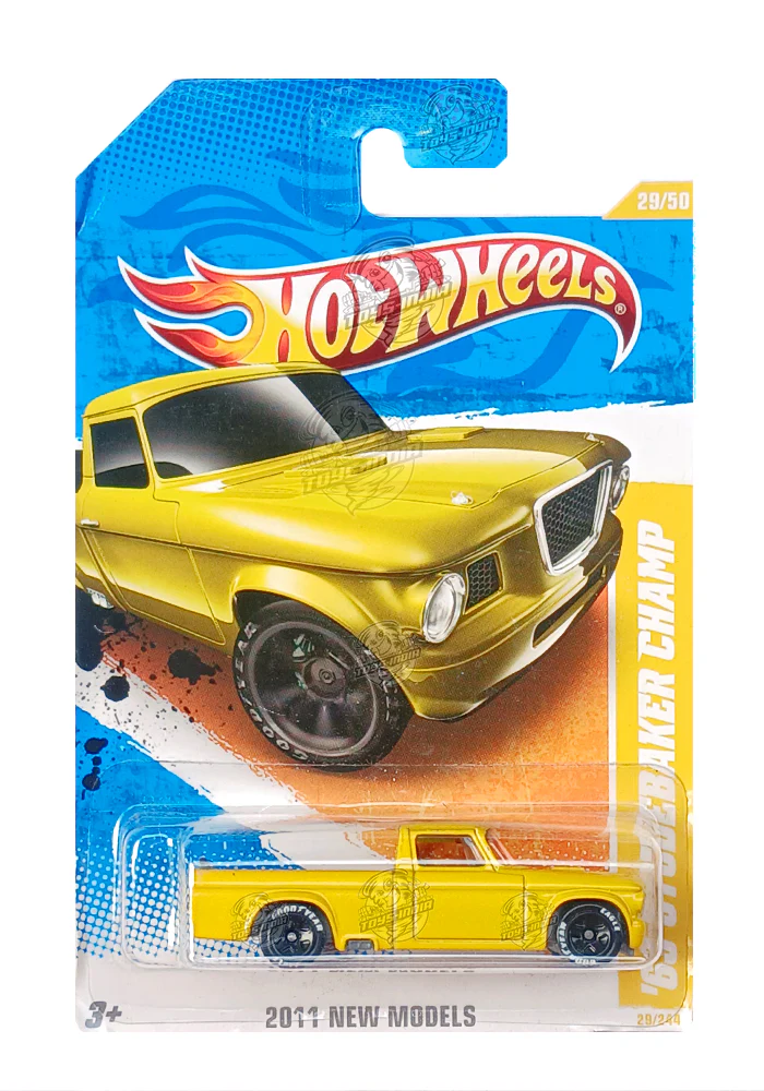 EXCLUSIVES Hot Wheels '63 Studebaker Champ - Yellow - 2011 Card (With Protector Case)
