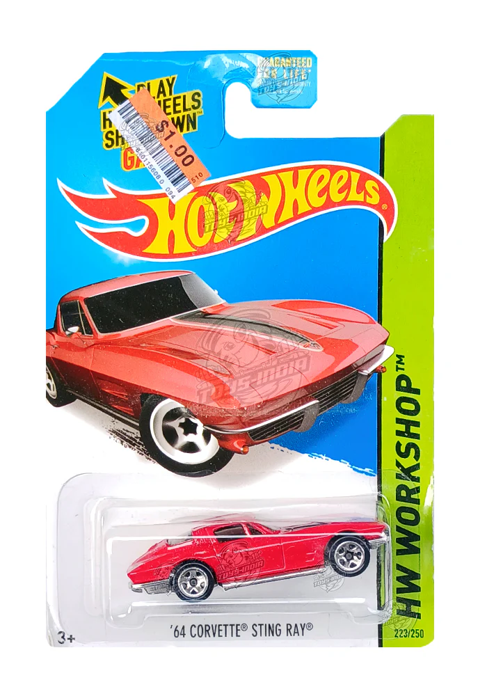 EXCLUSIVES Hot Wheels '64 Corvette Sting Ray - Red - 2013 Card (With Protector Case)