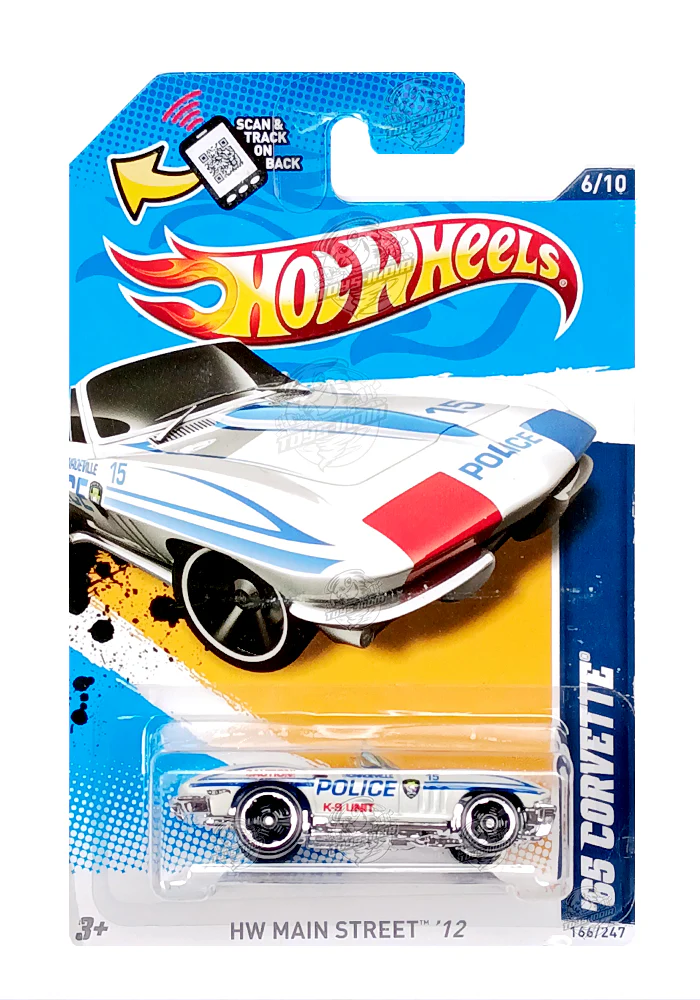 EXCLUSIVES Hot Wheels '65 Corvette - White - 2011 Card (With Protector Case)