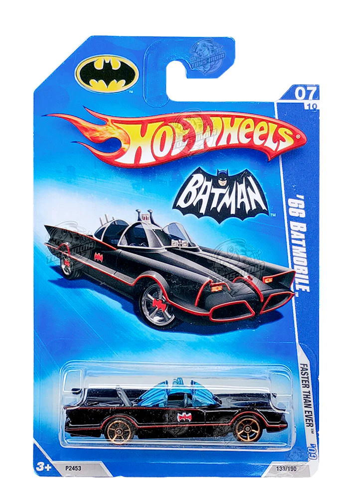 EXCLUSIVES Hot Wheels '66 Batmobile - Black - 2008 Card (With Protector Case)