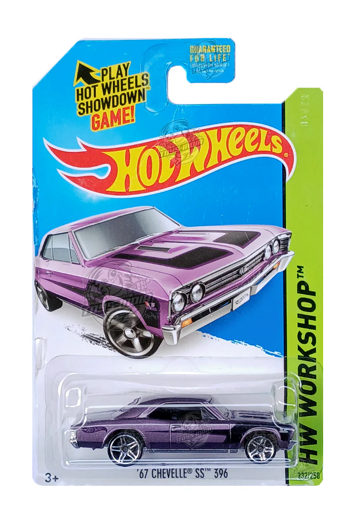 EXCLUSIVES Hot Wheels '67 Chevelle SS 396 - Purple - 2013 Card (Card Damage / Car in Excellent Condition) (With Protector Case)