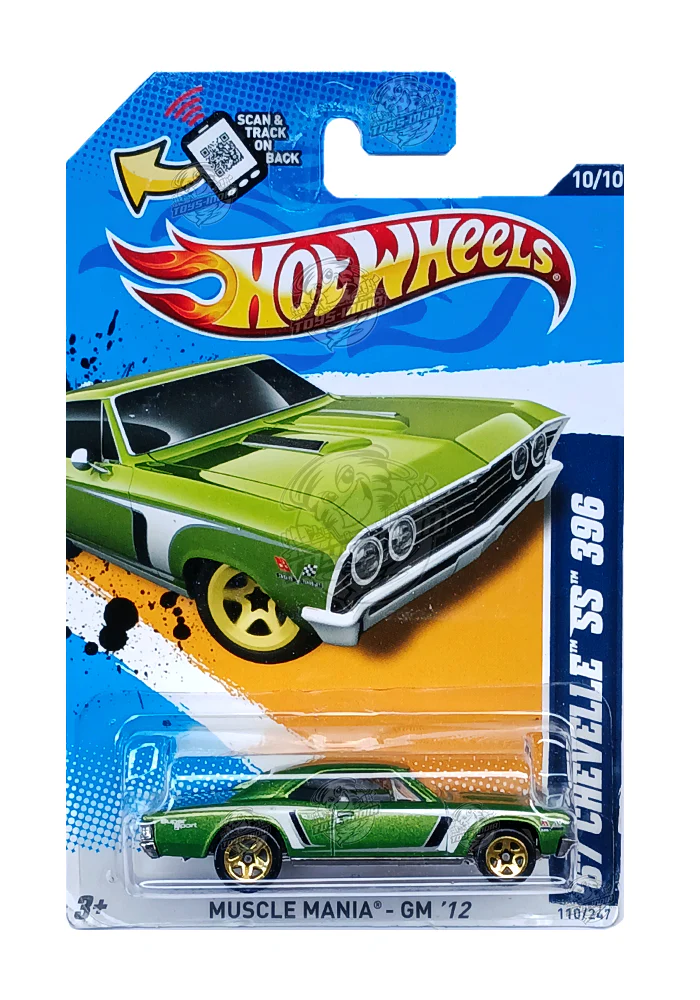 EXCLUSIVES Hot Wheels '67 Chevy Chevelle SS 396- Green - 2011 Card (With Protector Case) - Image 2