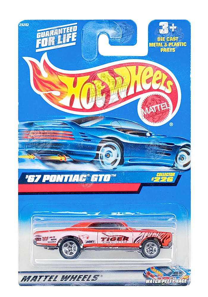 EXCLUSIVES Hot Wheels '67 Pontiac GTO - Orange - 1999 Card (With Protector Case)