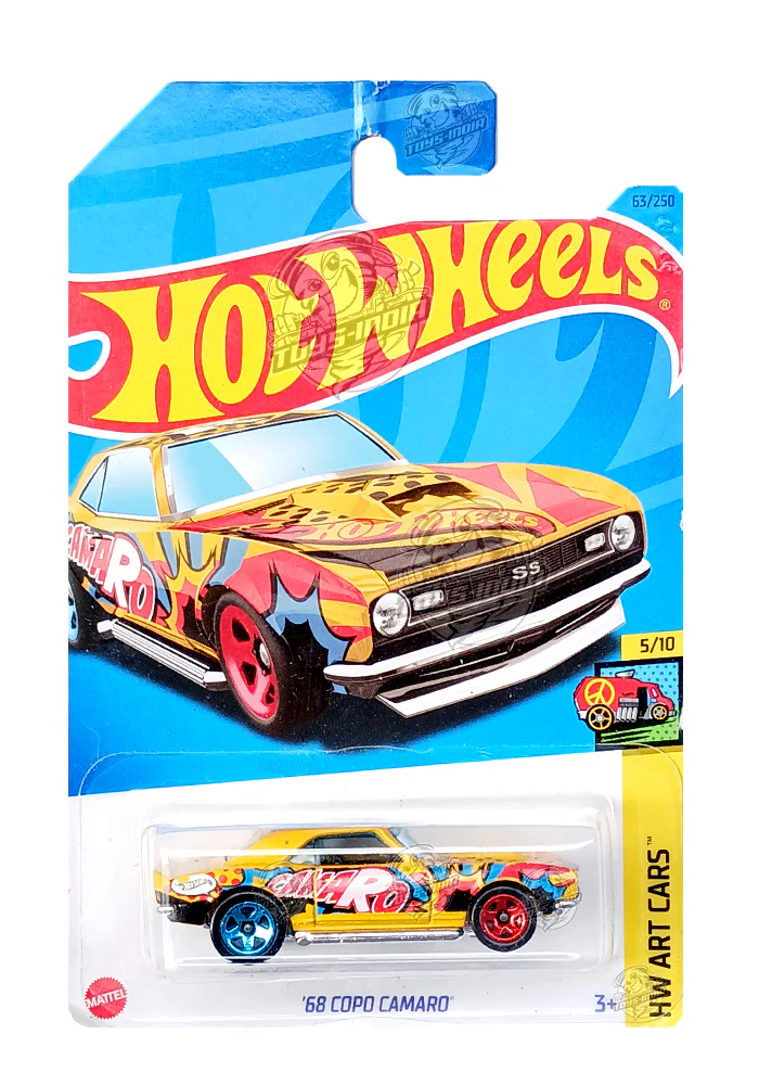 EXCLUSIVES Hot Wheels '68 Copo Camaro - Yellow - 2021 Card (Creased Card / Car in Excellent Condition) (With Protector Case)