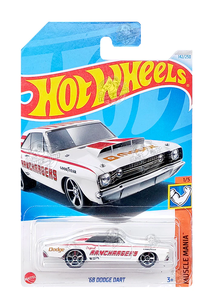EXCLUSIVES Hot Wheels '68 Dodge Dart - White / Red - 2021 Card (With Protector Case)