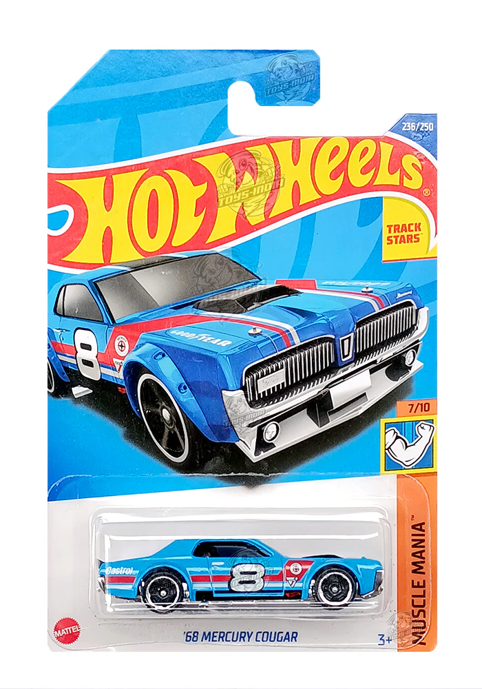 EXCLUSIVES Hot Wheels '68 Mercury Cougar - Blue - 2021 Card (With Protector Case)