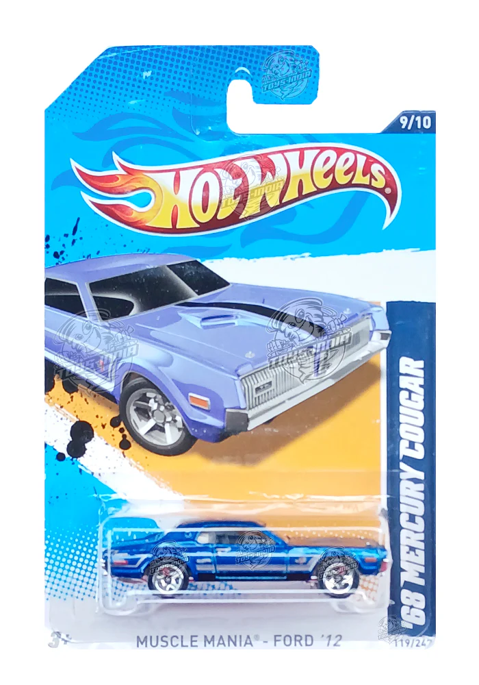 EXCLUSIVES Hot Wheels '68 Mercury Cougar Eliminator -  Blue - 2011 Card (With Protector Case)