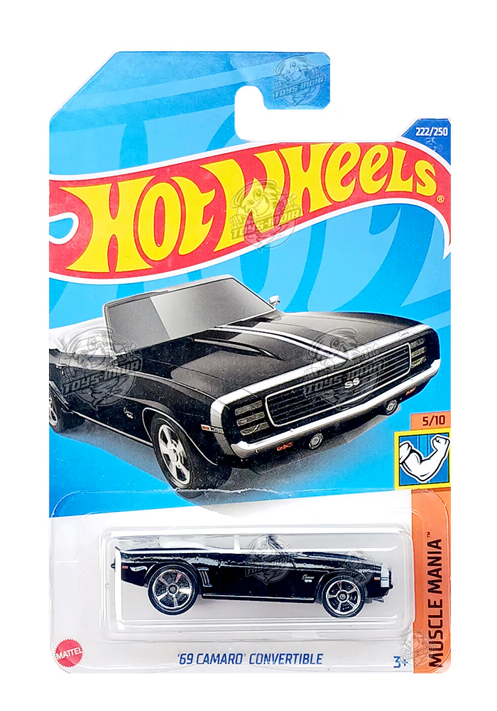 EXCLUSIVES Hot Wheels '69 Camaro Convertible - Black - 2021 Card (With Protector Case)
