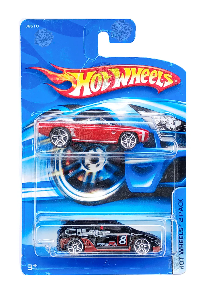 EXCLUSIVES Hot Wheels 69 Camaro & Honda Civic - Red & Black - 2009 Card (2-Pack) (Card Damage / Car in Excellent Condition)