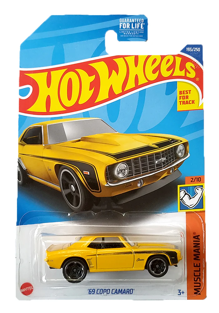 EXCLUSIVES Hot Wheels '69 Copo Camaro - Yellow - 2021 Card (Blister Damage / Car in Excellent Condition) (With Protector Case)