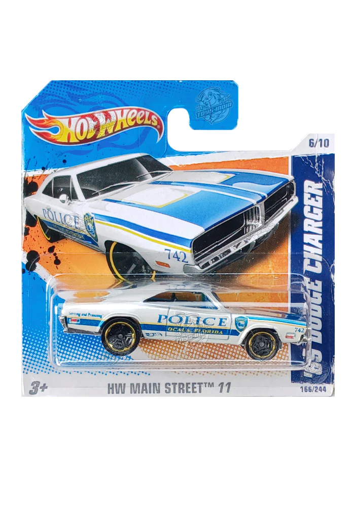 EXCLUSIVES Hot Wheels '69 Dodge Charger - White - 2010 Card (Creased Card / Car in Excellent Condition) (International Short Card)