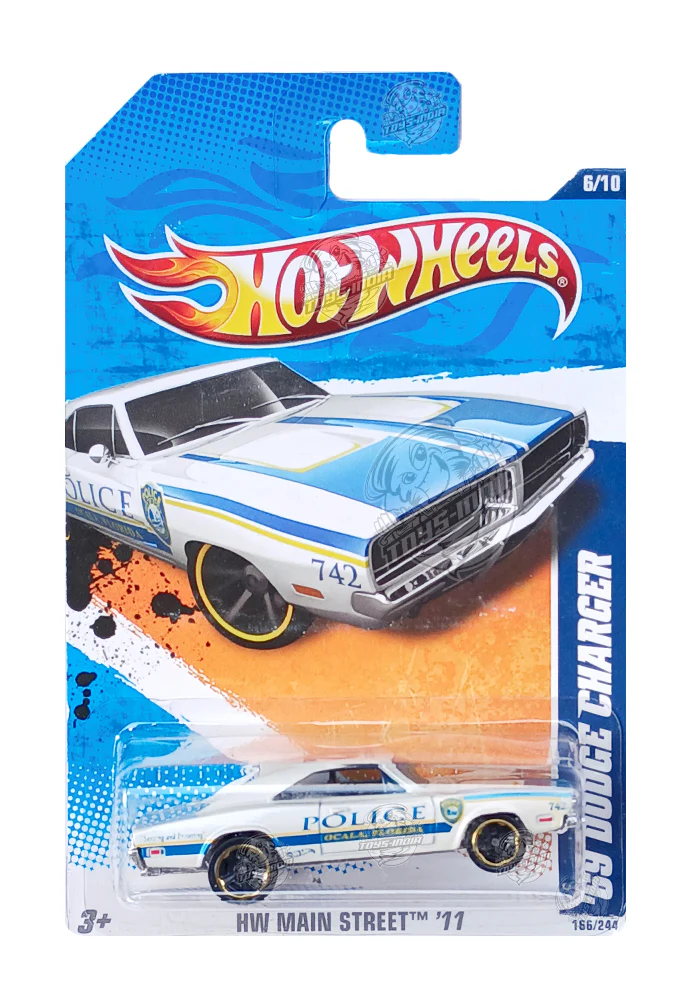 EXCLUSIVES Hot Wheels '69 Dodge Charger - White - 2010 Card (With Protector Case)