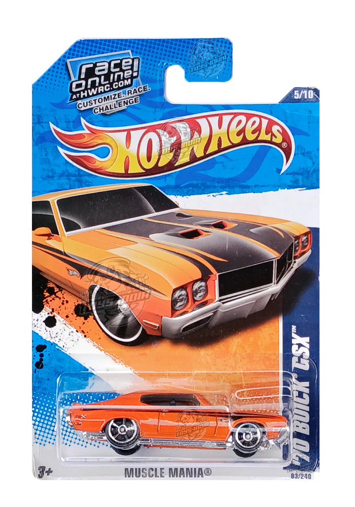 EXCLUSIVES Hot Wheels '70 Buick GSX - Orange / Black - 2011 Card (With Protector Case)