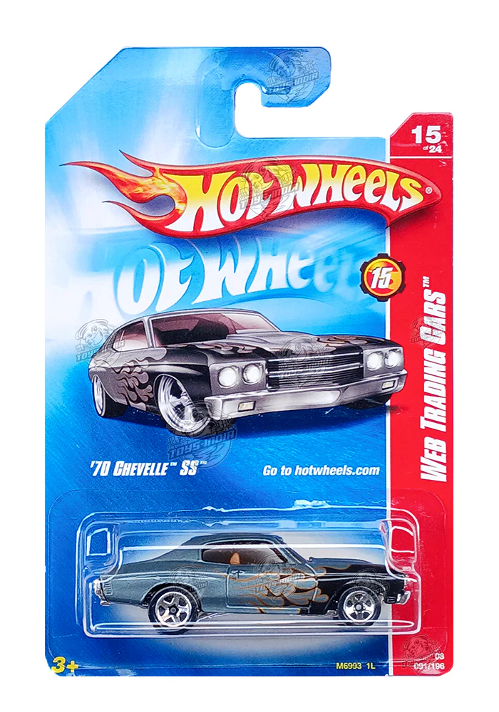 EXCLUSIVES Hot Wheels '70 Chevelle SS - Blue / Black - 2007 Card (With Protector Case)
