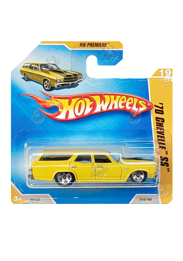 EXCLUSIVES Hot Wheels '70 Chevelle SS - Yellow (International Short Card) - 2010 Card