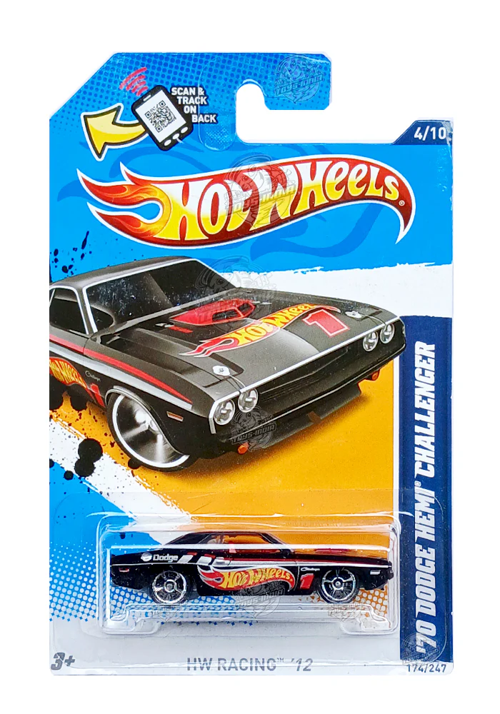 EXCLUSIVES Hot Wheels '70 Dodge HEMI Challenger - Black - 2011 Card (With Protector Case)