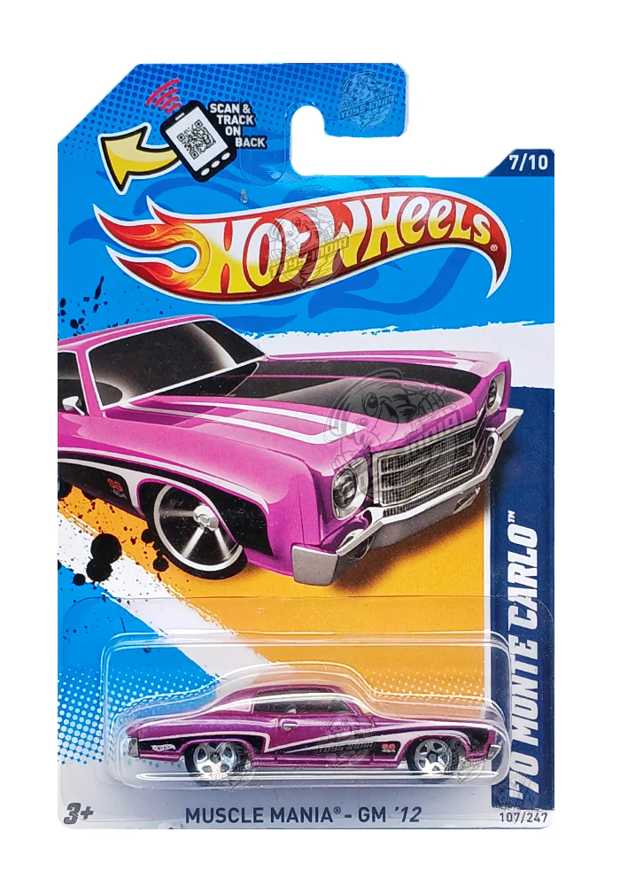 EXCLUSIVES Hot Wheels '70 Monte Carlo - Purple - 2011 Card (With Protector Case)