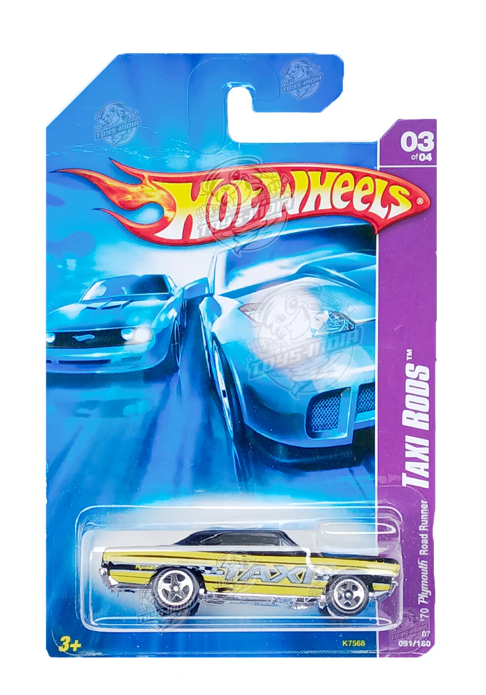 EXCLUSIVES Hot Wheels '70 Plymouth Road Runner - Black / Yellow - 2006 Card (With Protector Case)