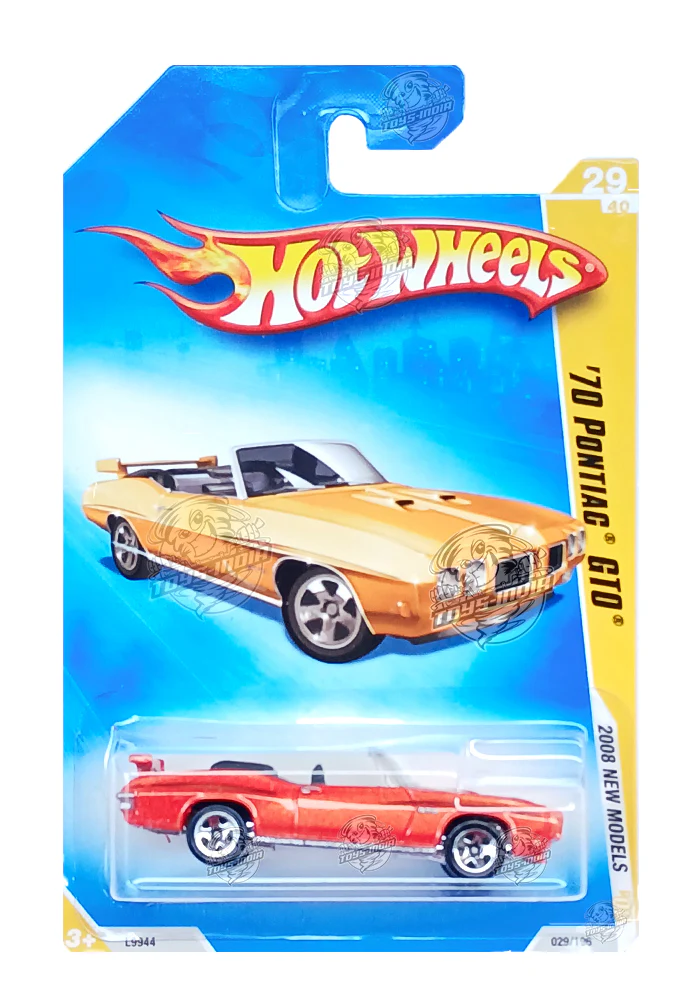 EXCLUSIVES Hot Wheels '70 Pontiac GTO - Orange - 2008 Card (With Protector Case)