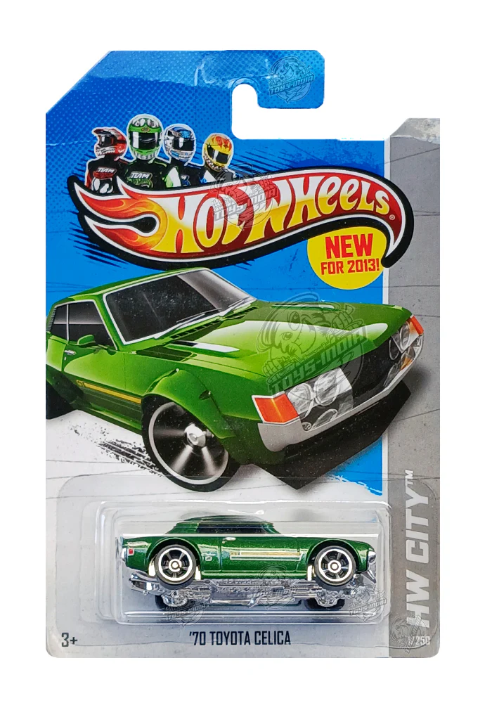 EXCLUSIVES Hot Wheels '70 Toyota Celica - Green - 2012 Card (Creased Card / Car in Excellent Condition) (With Protector Case)