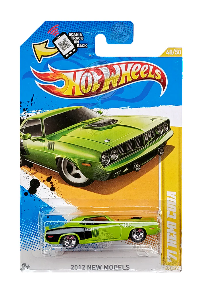 EXCLUSIVES Hot Wheels '71 Hemi Cuda - Green / Black - 2011 Card (With Protector Case)