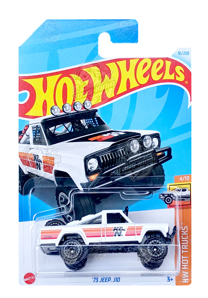 EXCLUSIVES Hot Wheels '73 Jeep J10 - White / Black - 2021 Card (With Protector Case)