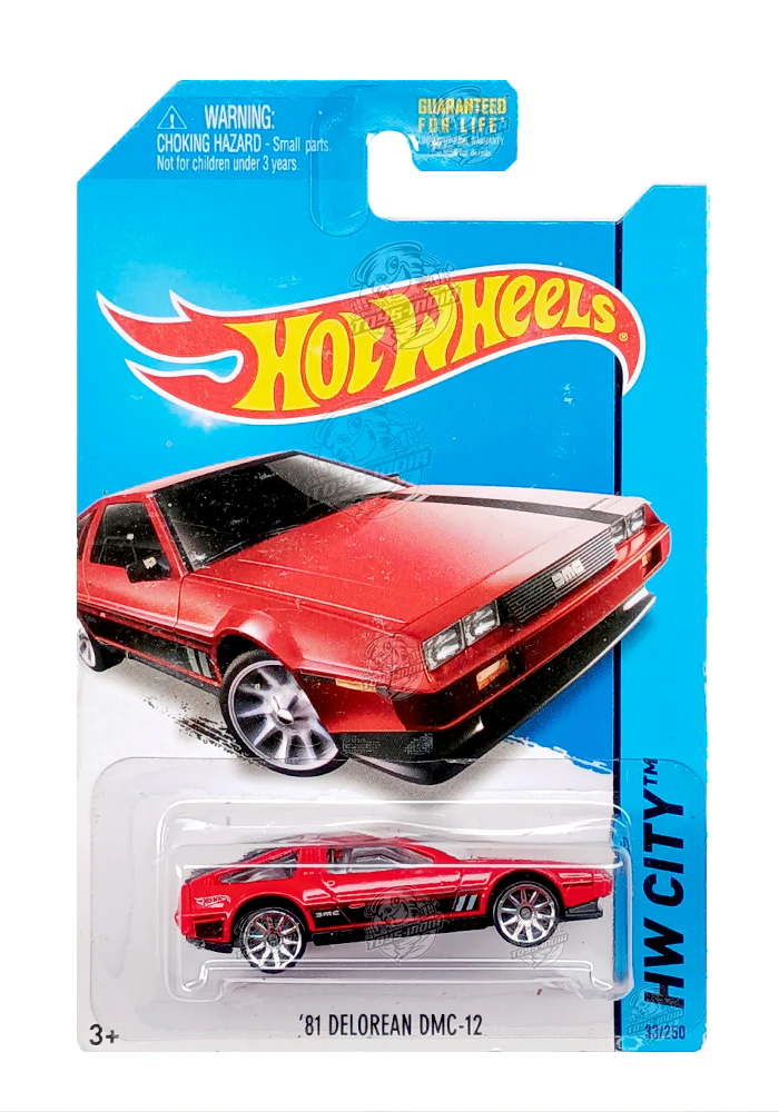 EXCLUSIVES Hot Wheels '81 Delorean DMC-12 - Red - 2013 Card (With Protector Case)