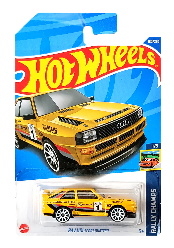 EXCLUSIVES Hot Wheels '84 Audi Sport Quattro - Yellow - 2021 Card (With Protector Case)