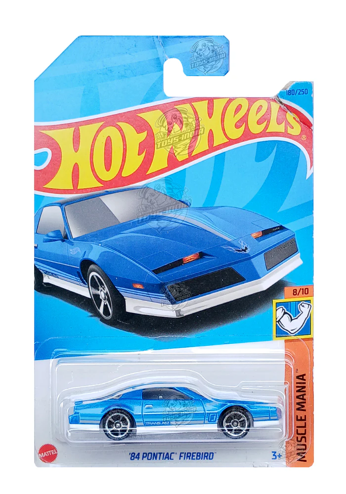 EXCLUSIVES Hot Wheels '84 Pontiac Firebird - Blue - 2021 Card (Card Damaged / Car in Excellent Condition) (With Protector Case)