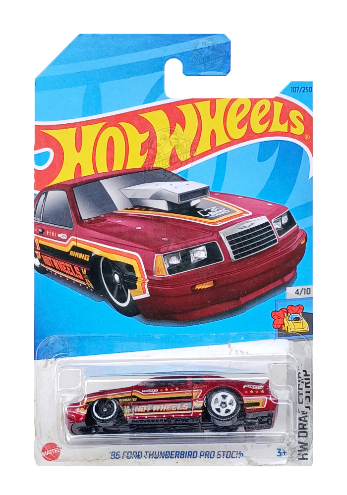 EXCLUSIVES Hot Wheels '86 Ford Thunderbird Pro Stock - Red - 2021 Card (With Protector Case)