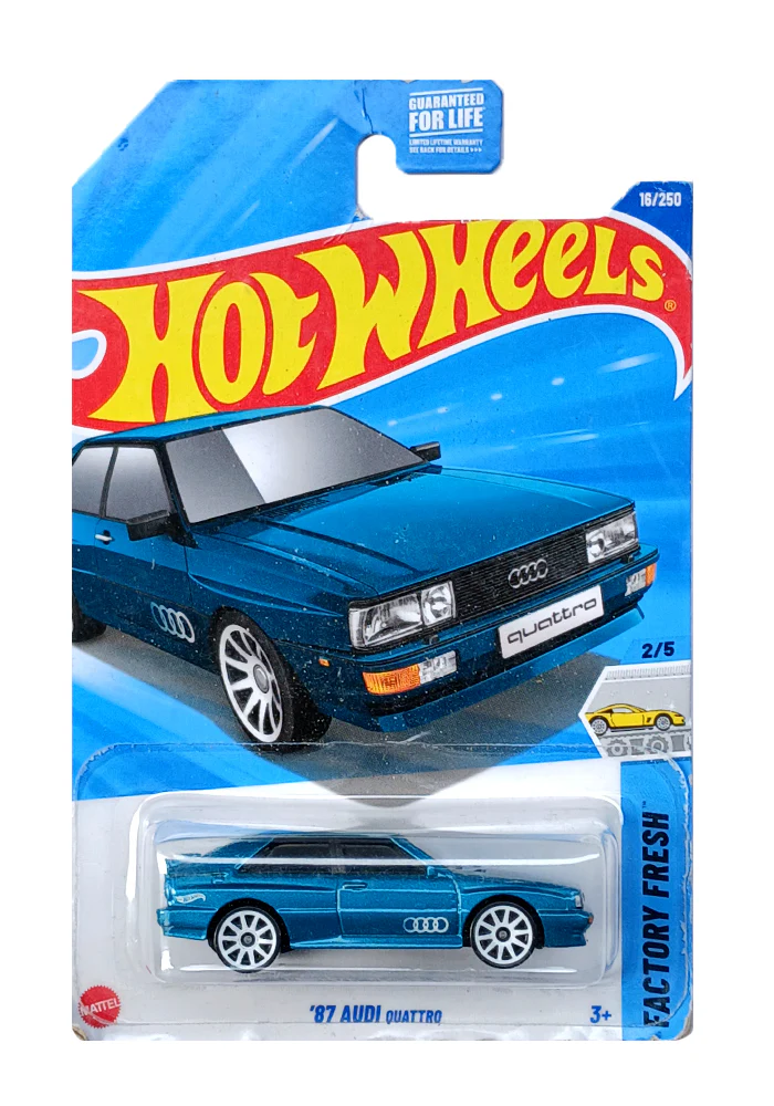 EXCLUSIVES Hot Wheels '87 Audi Quattro - Green - 2024 Card (Card Damage / Car in Excellent Condition) (With Protector Case)