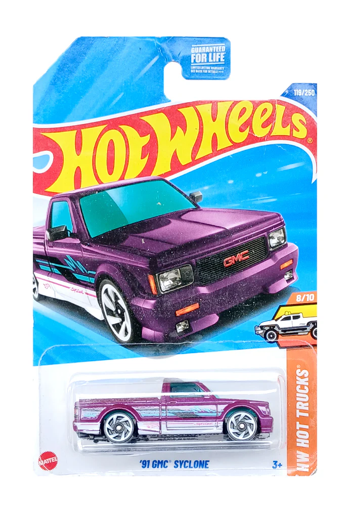 EXCLUSIVES Hot Wheels '91 GMC Syclone - Purple - 2024 Card (With Protector Case) - Image 2