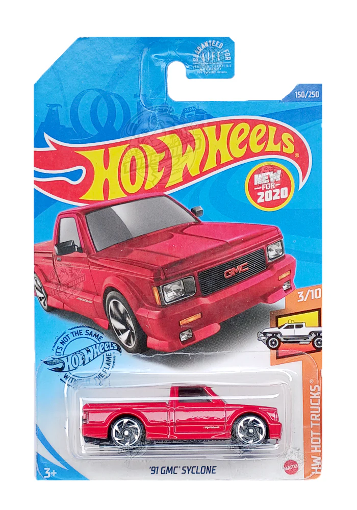 EXCLUSIVES Hot Wheels '91 GMC Syclone - Red - 2017 Card (Blister Damage / Car in Excellent Condition) (With Protector Case)
