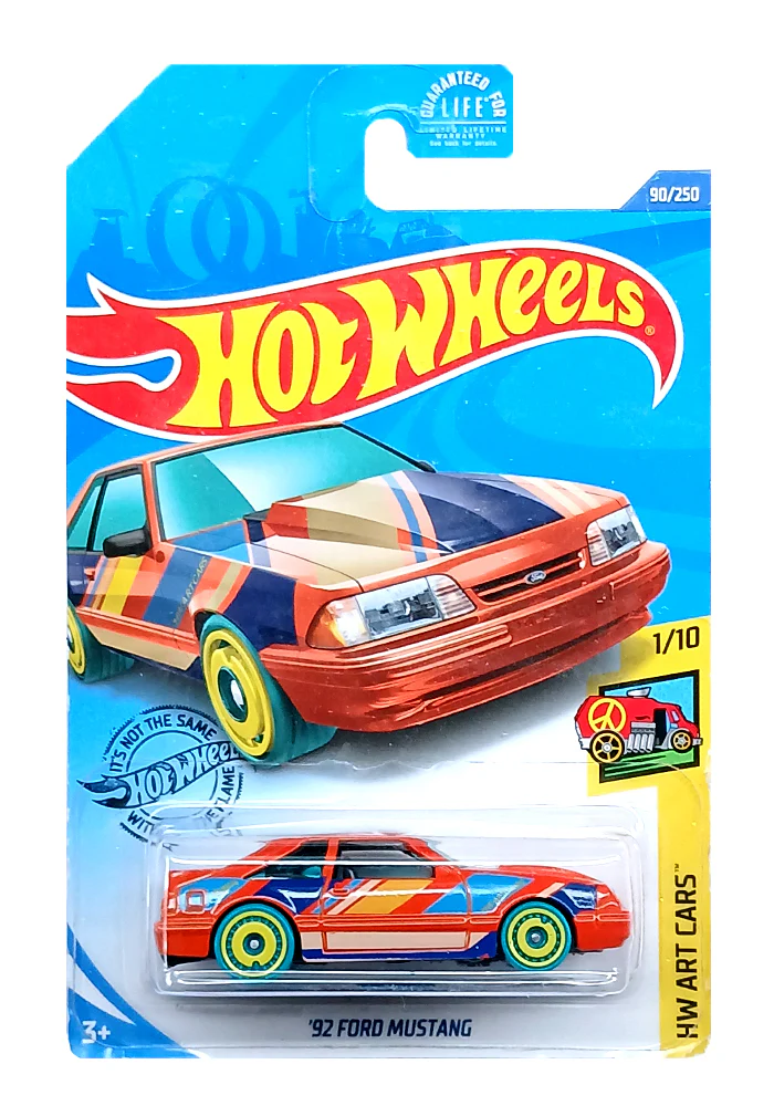 EXCLUSIVES Hot Wheels '92 Ford Mustang - Orange - 2017 Card (With Protector Case)