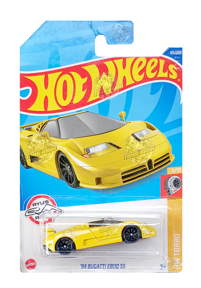 EXCLUSIVES Hot Wheels '94 Bugatti EB110 SS - Yellow - 2021 Card (With Protector Case)