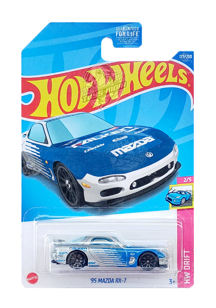 EXCLUSIVES Hot Wheels '95 Mazda RX-7 - Blue / Silver (With Protector Case)