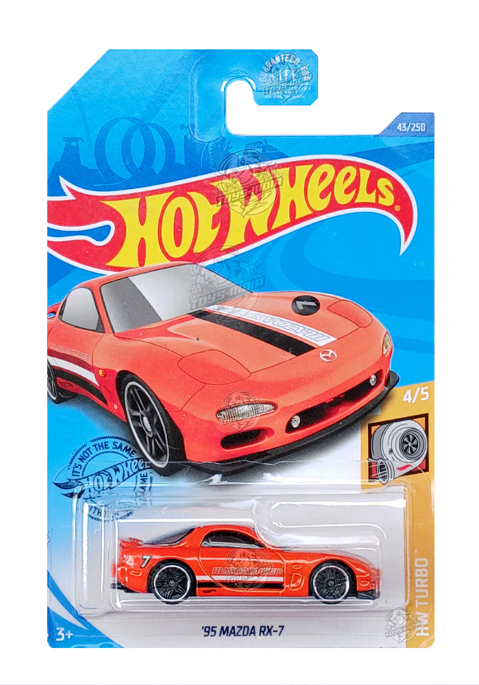 EXCLUSIVES Hot Wheels '95 Mazda RX-7 - Orange - 2017 Card (With Protector Case)