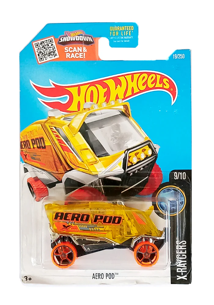 EXCLUSIVES Hot Wheels Aero Pod - Yellow - 2015 Card (Blister Damage / Car in Excellent Condition)