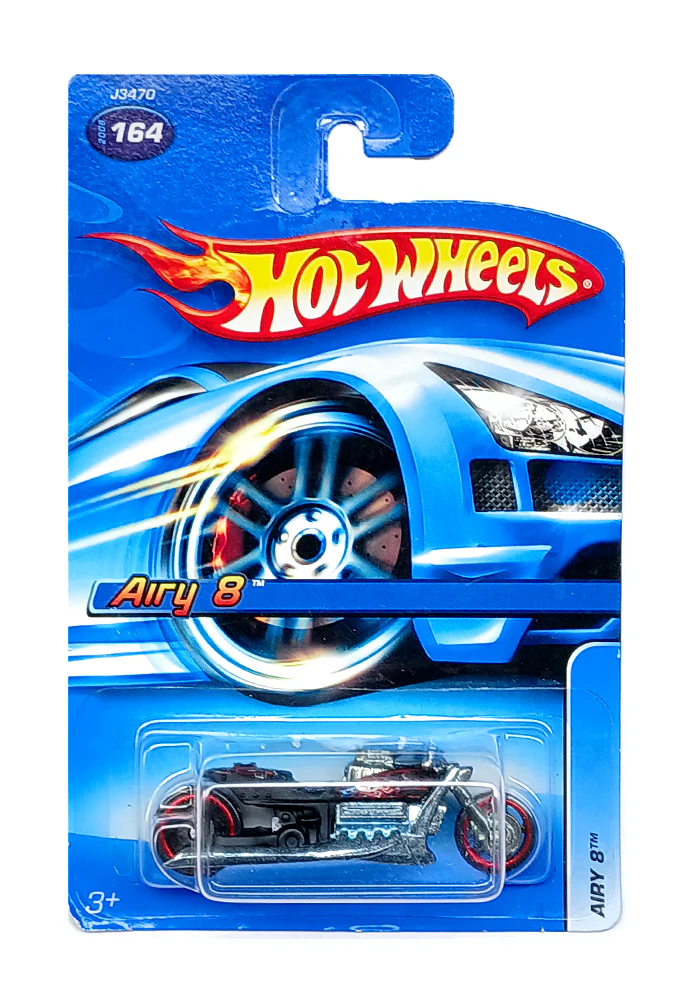 EXCLUSIVES Hot Wheels Airy 8 - Black / Red - 2005 Card (With Protector Case)