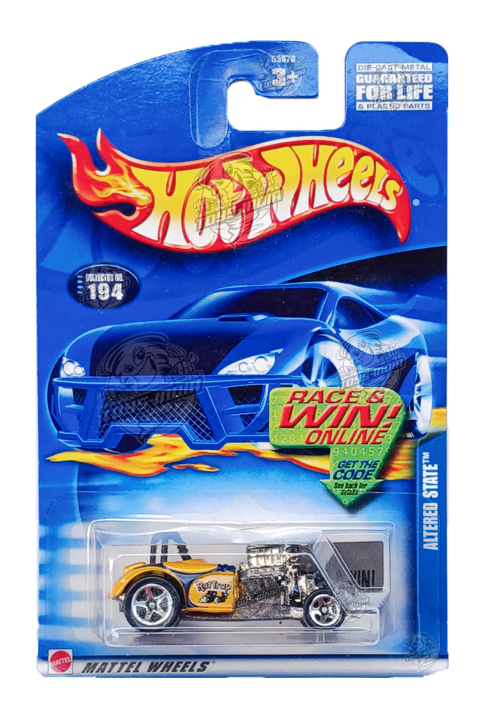 EXCLUSIVES Hot Wheels Altered State - Yellow / Silver - 2001 Card (With Protector Case)