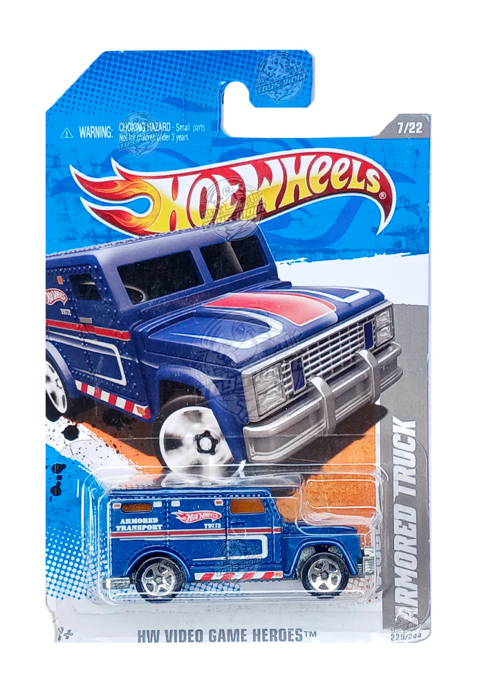 EXCLUSIVES Hot Wheels Armored Truck - Blue - 2010 Card (Card Damage / Car in Excellent Condition) (With Protector Case) - Image 2