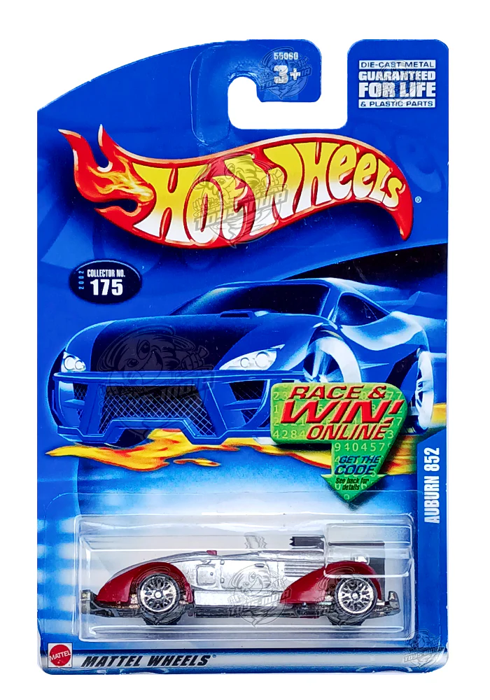 EXCLUSIVES Hot Wheels Auburn 852 - Silver / Maroon - 2001 Card (With Protector Case)