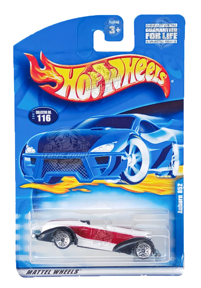 EXCLUSIVES Hot Wheels Auburn 852 - White / Red - 2000 Card (With Protector Case)