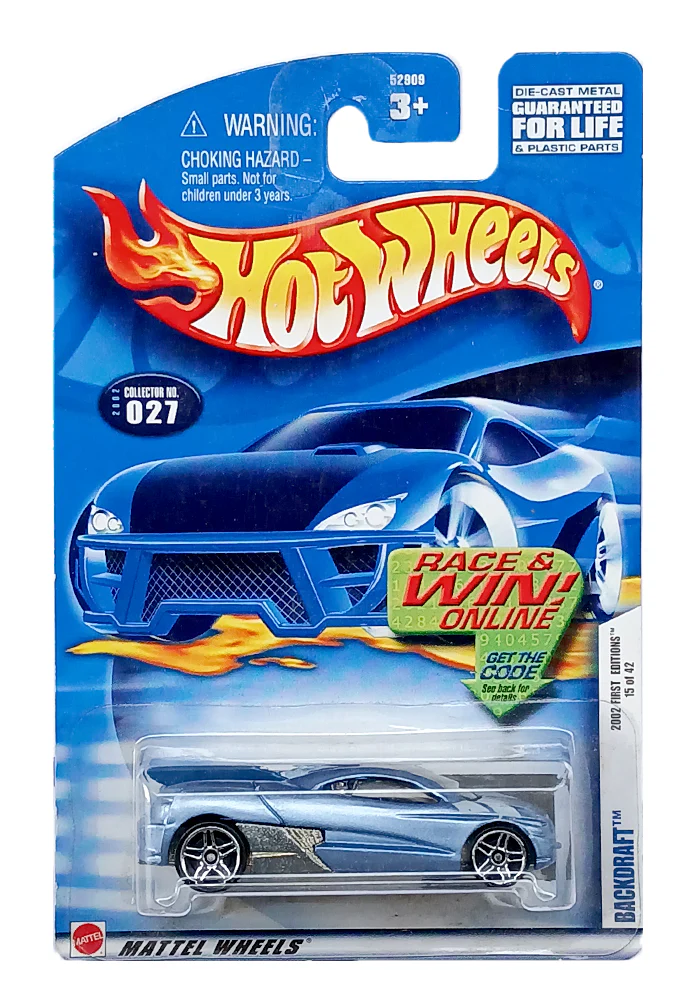 EXCLUSIVES Hot Wheels Backdraft - Blue / Silver - 2001 Card (With Protector Case)