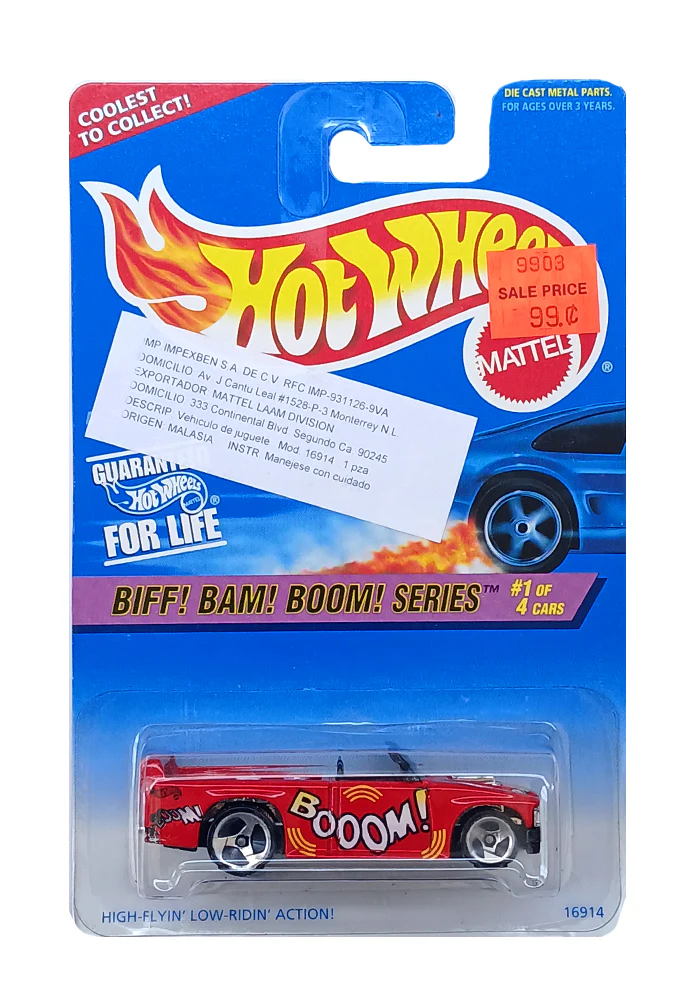 EXCLUSIVES Hot Wheels Biff! Bam! Boom! Series Mini Truck - Red - 1996 Card (Stickers on Card) (With Protector Case)