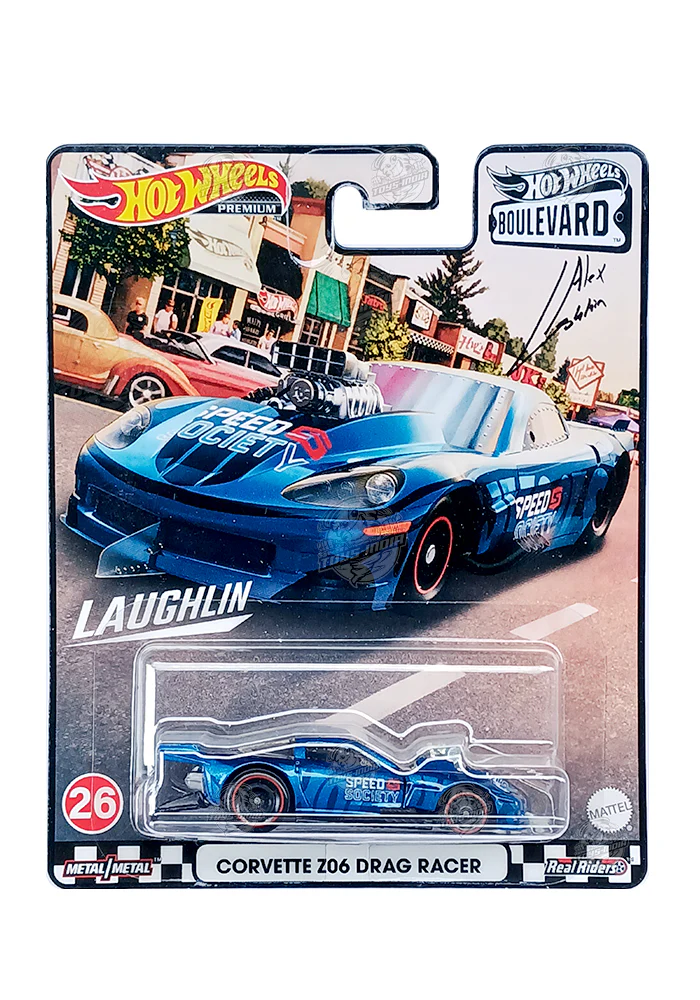 EXCLUSIVES Hot Wheels Boulevard Corvette Z06 Drag Racer - Blue - 2020 Card