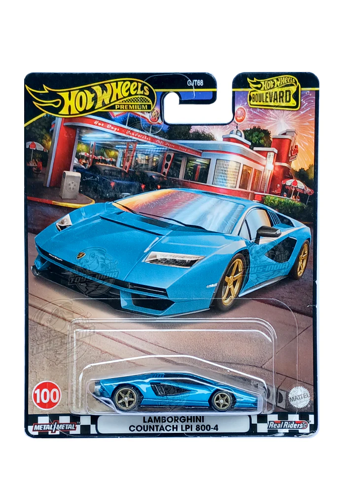 EXCLUSIVES Hot Wheels Boulevard Lamborghini Countach LPI 800-4 - Blue - 2020 Card (With Protector Case)
