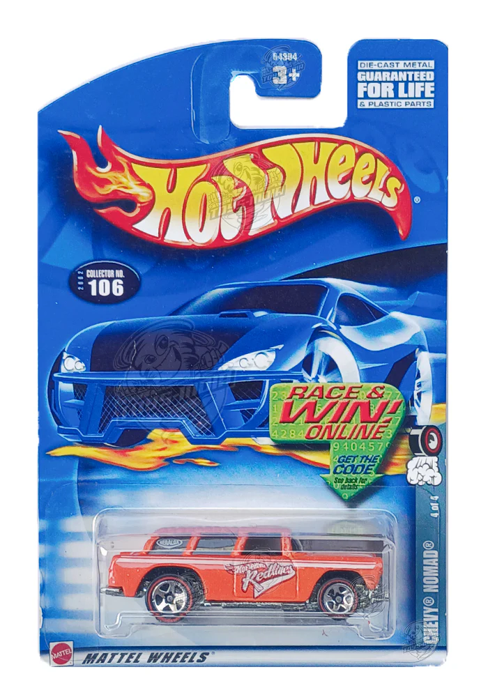 EXCLUSIVES Hot Wheels Chevy Nomad - Orange - 2001 Card (With Protector Case) - Image 2