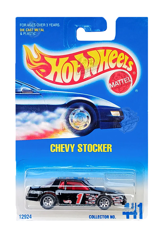 EXCLUSIVES Hot Wheels Chevy Stocker - Black - 1991 Card (With Protector Case)